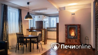 Печь-камин ABX Britania EXclusive, кафельный цоколь, коричневая в Алматы